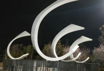 戶外船帆雕塑廠家 噴漆小品 切面不銹鋼船帆雕塑廠