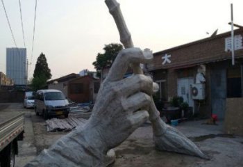 現代毛筆雕塑廠家 大型別墅區擺件 街頭不銹鋼毛筆雕塑廠