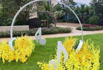 現代耳麥雕塑廠家 大型別墅區(qū)擺件 幾何不銹鋼耳麥雕塑廠