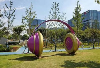 大型耳麥雕塑廠家 公園廣場小品 創(chuàng)意不銹鋼耳麥雕塑加工廠