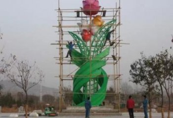 異形果樹雕塑廠家 現代公園小品 創意不銹鋼果樹雕塑定制