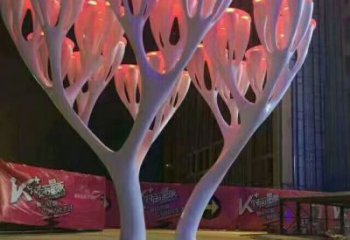 大型花傘雕塑廠家 鍛造發(fā)光小品 戶外不銹鋼花傘雕塑定做