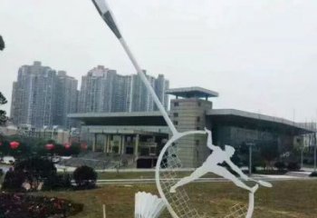 烤漆網球拍雕塑廠家 鋼管體育小品 戶外不銹鋼網球拍雕塑廠