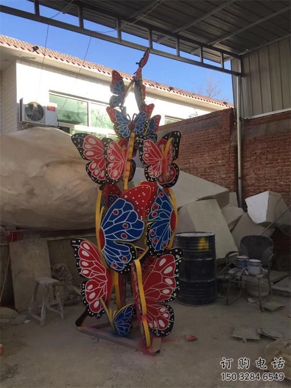 創(chuàng)意蝴蝶樹雕塑廠家 烤漆小品 公園不銹鋼蝴蝶樹雕塑廠