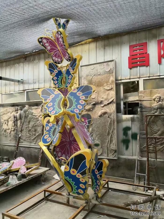 彩繪蝴蝶樹雕塑廠家 現(xiàn)代公園擺件 街頭不銹鋼蝴蝶樹雕塑廠