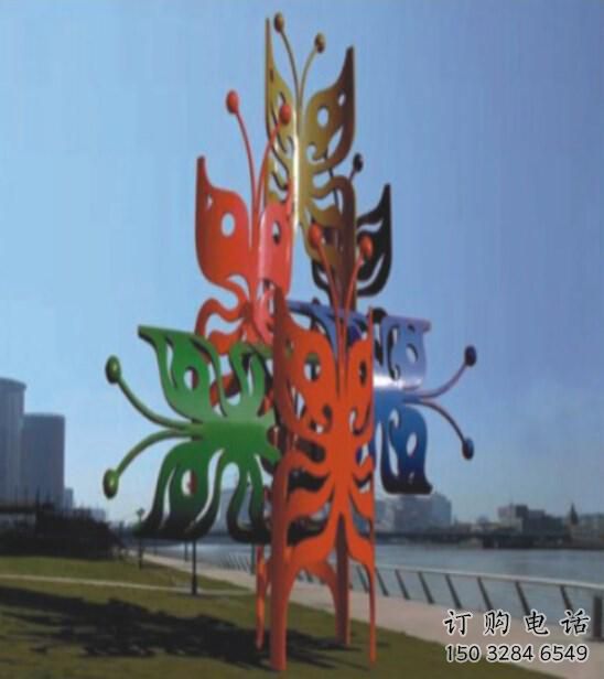 異形蝴蝶樹雕塑廠家 現(xiàn)代鏤空小品 幾何不銹鋼蝴蝶樹雕塑廠