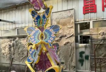 彩繪蝴蝶樹(shù)雕塑廠家 現(xiàn)代公園擺件 街頭不銹鋼蝴蝶樹(shù)雕塑廠