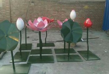 創意睡蓮雕塑廠家 烤漆小品 公園不銹鋼睡蓮雕塑廠