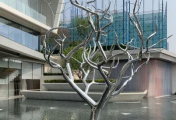 抽象枯樹枝雕塑廠家 房地產小品 戶外不銹鋼枯樹枝雕塑廠