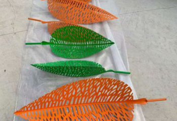 彩繪葉片雕塑廠家 公園烤漆擺件 街頭不銹鋼葉片雕塑廠