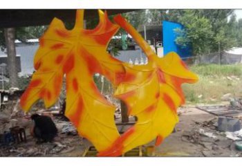 抽象樹葉子雕塑廠家 現代小品 烤漆不銹鋼樹葉子雕塑廠