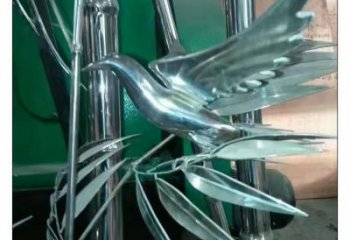 鍛造竹葉雕塑廠家 酒店小品 戶外不銹鋼竹葉雕塑定做