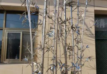 戶外竹葉雕塑廠家 現代鏡面小品  大型不銹鋼竹葉雕塑定制