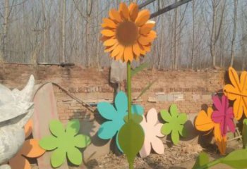 創意向日葵雕塑廠家 戶外小品 公園不銹鋼向日葵雕塑廠