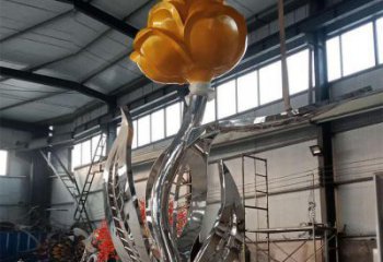 鏡面花瓣雕塑廠家 烤漆大型擺件 現(xiàn)代不銹鋼花瓣雕塑廠