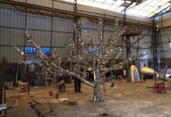 鏡面楓樹(shù)雕塑廠家 大型擺件 戶外不銹鋼楓樹(shù)雕塑廠