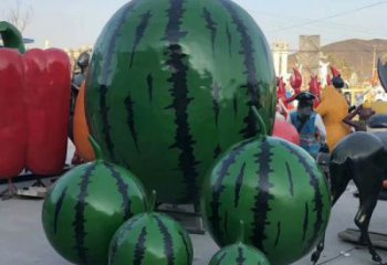 房地產(chǎn)西瓜雕塑廠家 仿真擺件 現(xiàn)代不銹鋼西瓜雕塑廠