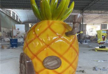 彩繪菠蘿雕塑廠家 餐飲店擺件 街頭菠蘿雕塑廠