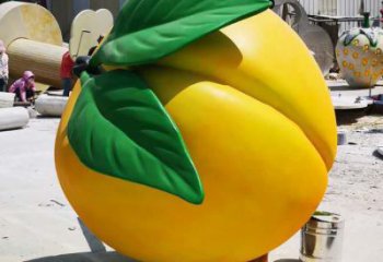 廣場桃子雕塑廠家 創(chuàng)意小品 彩繪桃子雕塑廠