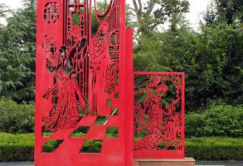 現代窗花雕塑廠家 大型別墅區擺件 戶外不銹鋼窗花雕塑廠