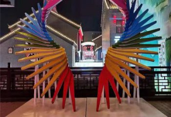 幾何鳳羽雕塑廠家 現(xiàn)代小品 抽象不銹鋼鳳羽雕塑報(bào)價(jià)