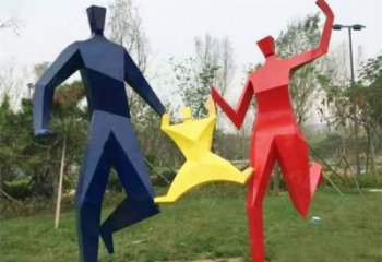 烤漆母子雕塑廠家 公園小品 戶外不銹鋼幾何母子雕塑