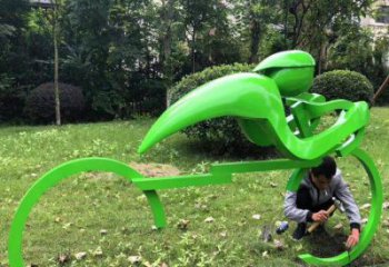 抽象騎車雕塑廠家 運動小品 烤漆不銹鋼騎車雕塑廠