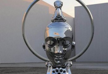 現代頭像雕塑廠家 大型別墅區擺件 鏡面不銹鋼頭像雕塑廠