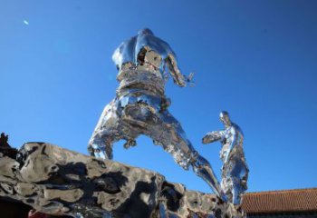 抽象老頭雕塑廠家 創(chuàng)意小品 戶外不銹鋼老頭雕塑定做