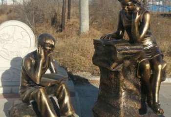 庭院讀書雕塑廠家 草地小品  抽象仿古讀書雕塑廠