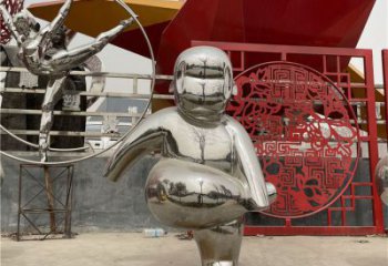 廣場娃娃雕塑廠家 鏡面小品 抽象不銹鋼娃娃雕塑廠