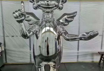 中式娃娃雕塑廠家 鏡面小品 游樂場不銹鋼娃娃雕塑廠