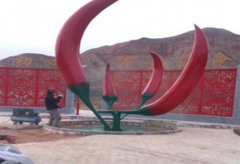 村口辣椒雕塑廠家  戶外現代擺件  創意不銹鋼辣椒雕塑廠