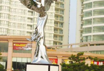 鏡面精靈雕塑廠家 大型擺件 房地產不銹鋼精靈雕塑廠