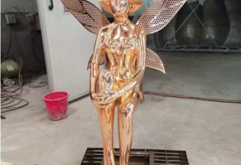 鍍金精靈雕塑廠家 公園擺件 戶外不銹鋼精靈雕塑定做