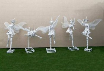 幾何精靈雕塑廠家 公園小品 鏤空不銹鋼精靈雕塑定做