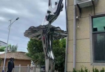 現(xiàn)代舞女雕塑廠家 大型別墅區(qū)擺件  鏡面不銹鋼舞女雕塑廠