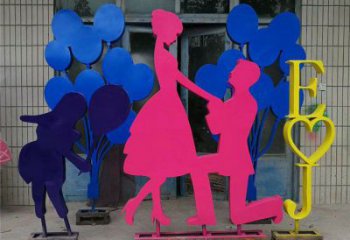 剪紙戀人雕塑廠家 切面擺件  烤漆不銹鋼戀人雕塑廠