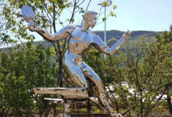 庭院青少年雕塑廠家 創(chuàng)意草地小品 鍛造不銹鋼青少年雕塑廠