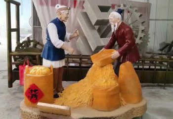 園林農民雕塑廠家  彩繪小品 中式農民雕塑加工制作