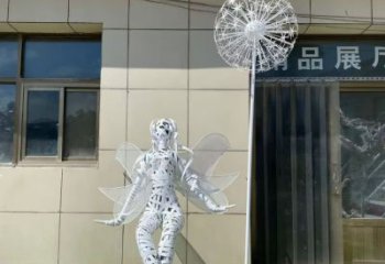 現(xiàn)代花仙子雕塑廠家 大型別墅區(qū)擺件  鏤空不銹鋼花仙子雕塑廠
