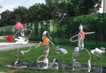 鏡面樂隊雕塑廠家 大型擺件  創意樂隊雕塑工廠