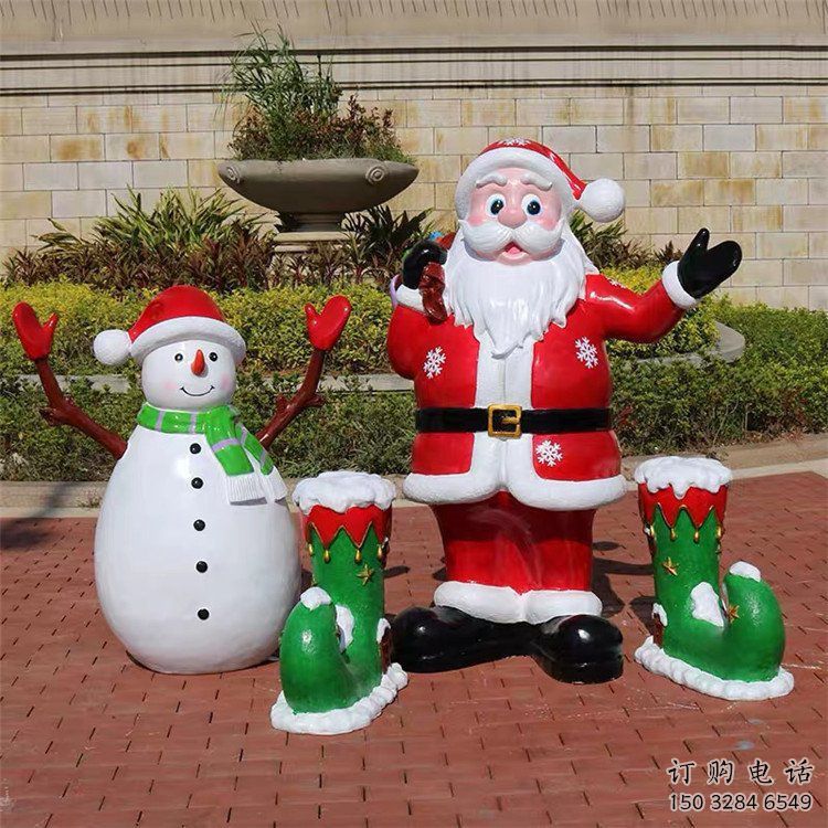 烤漆圣誕老人雕塑廠家 彩繪公園廣場小品擺件