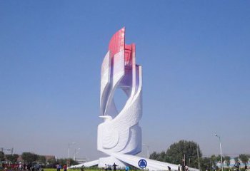 廣場標示牌雕塑廠家  烤漆公園小品 現代不銹鋼標示牌雕塑