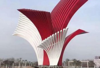 街頭標示牌雕塑廠家 大型別墅區擺件  烤漆不銹鋼標示牌雕塑