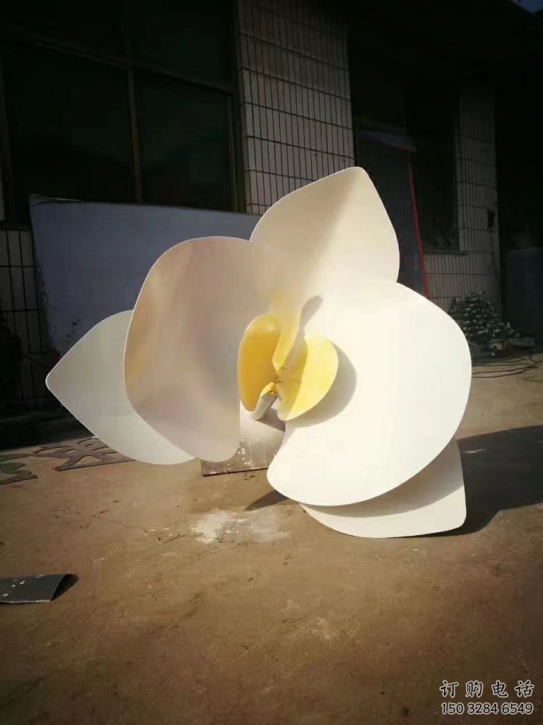烤漆蘭花雕塑廠家 現代小品 大型不銹鋼蘭花雕塑定制