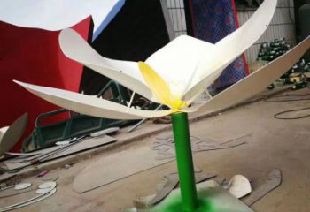 噴漆蘭花雕塑廠家 中式小品  現代烤漆不銹鋼蘭花雕塑