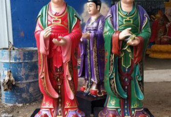 仿古金童玉女雕塑廠家 彩繪小品  大型金童玉女雕塑