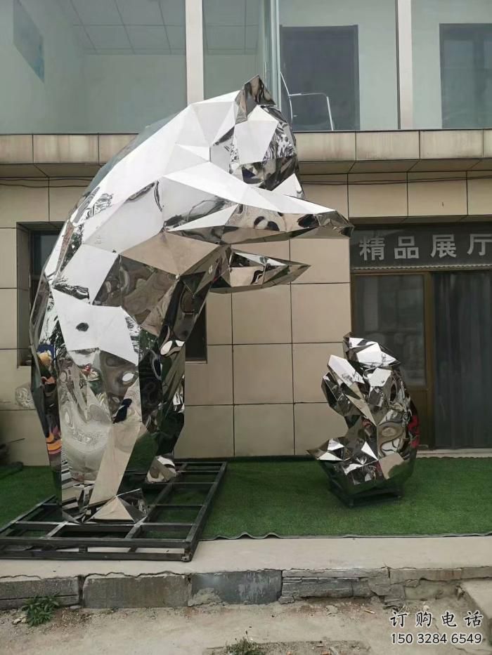 鏡面北極熊雕塑廠家 大型擺件 創意北極熊雕塑廠
