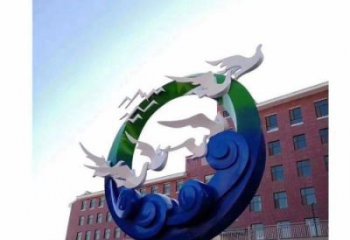 烤漆群鳥雕塑廠家 現代創意小品 公園不銹鋼群鳥雕塑擺件